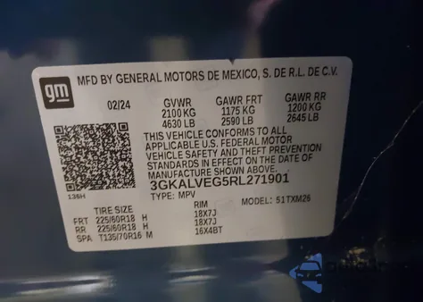 2024 GMC Terrain Awd Slt из США, поврежденный, VIN 3GKALVEG5RL271901